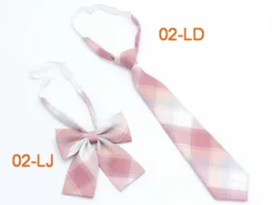 JK uniform plaid necktie and bow set, cute pink pleated design for school daily wear style.