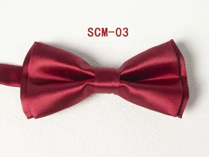 Burgundy satin bow tie close up detail, double layer formal wear necktie accessory