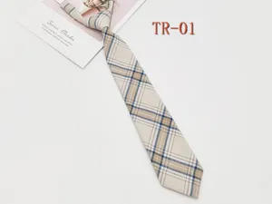Korean style pre-tied plaid school uniform necktie, casual daily JK neckwear accessory for women.