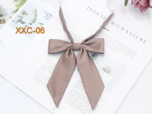 Nœud papillon oblique en sergé marron, accessoire classique d'uniforme JK style doux.