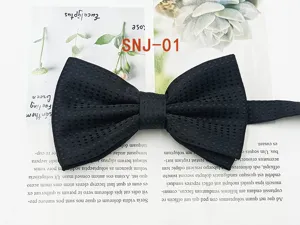 Men's black polka dot bow tie for formal wear, wedding, and business suit collocation.