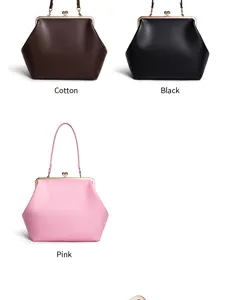 Mittelgrosse Handtasche Kussverschluss Vintage PU Leder Umhaengetasche Damen Stil neu