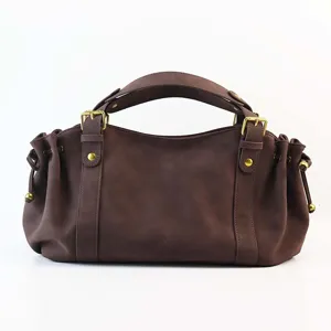 Vrouwen Retro PU Leer Geplooid Trekkoord Baguette Tas Grote Capaciteit Casual Oksel Schouder Handtas Effen Kleur