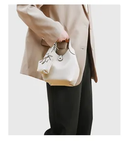 Mini Leder Eimer Tasche minimalistische Handtasche Shopper mit kleiner Tasche für Damen