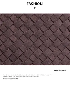 Close-up view showing the premium leather woven texture detail, highlighting luxury handcrafted style.
