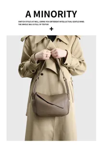 Elegante borsa a tracolla da donna con design geometrico a patta, borsa in pelle versatile.