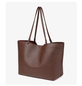 Bruine zachte PU lederen shopper tas, grote capaciteit stijlvolle dames schoudertas.