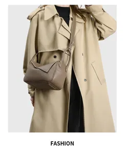 Elegante borsa a tracolla geometrica da donna, borsa a sponda in pelle di alta qualità.
