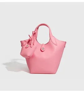 Rosa Mini Eimer Tasche minimalistische Handtasche stilvolle Leder Umhängetasche schöne Tasche