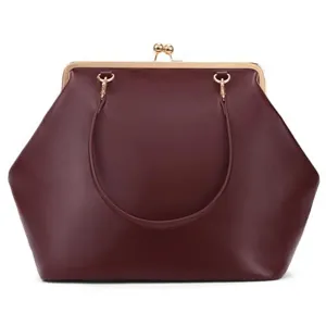 Mittelgroße Kussverschluss Handtasche, Vintage Bügel Umhängetasche und elegante Damentasche.