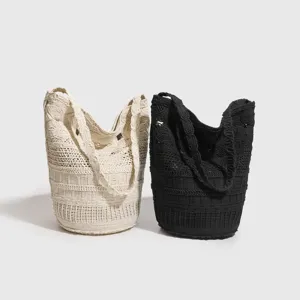 Bolso tote grande tejido a mano, elegante bolso de hombro retro para mujer estilo casual.