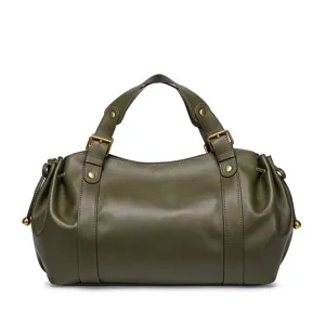2025 New Large Capacity Soft Leather Pleated Women Handbag Vintage Commuter Tote Bag