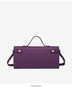 Bolso de mano de cuero morado mini bandolera elegante asa superior moda para mujer chic