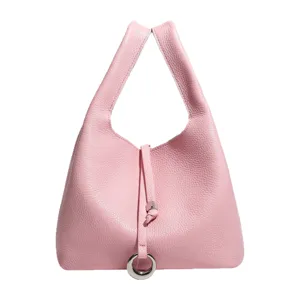 Bolso tipo cubo de cuero rosa para mujer cartera de mano elegante casual y minimalista chic