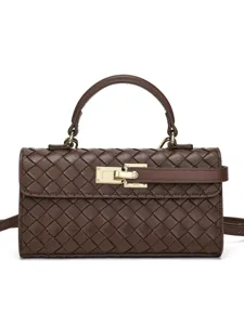 Geweven Leren Handtas Met Top Handvat Minimalistische Retro Mode Schouder Crossbody Tas Casual Handtas Voor Dames