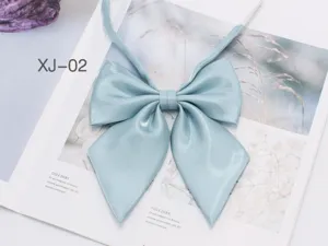 Korean style college cute light blue glitter bow tie JK uniform collar accessory for women