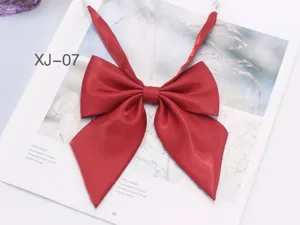 Korean style college student JK uniform red satin bow tie collar flower fashion accessory
