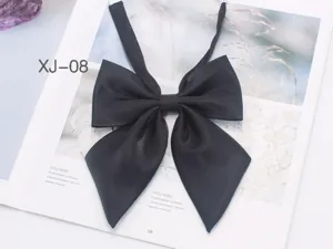 Black JK uniform bow tie, sharp corner bowknot collar accessory for women students.