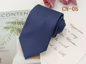 Classic navy blue men business necktie professional diagonal stripe woven formal tie detail