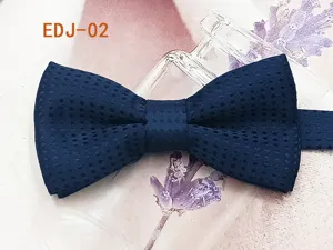 Detailed close-up view of the dark blue textured bow tie, perfect for kids and pets.