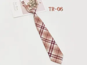 Pre-tied JK plaid tie for women, classic British style academy necktie for daily school uniform wear.