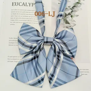 Cute blue plaid bow tie for JK uniform, sweet Japanese school style ribbon for daily wear.