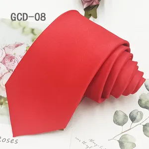 Solid red necktie for men formal business wedding wear high density fabric classic tie