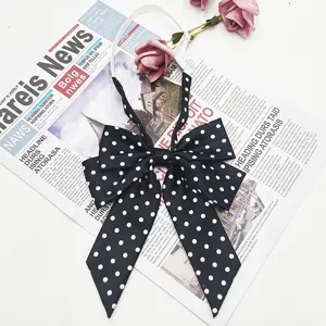Black white polka dot bow tie JK uniform collar flower cute college style shirt accessory