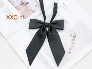 Nœud papillon classique noir unicolore pour uniforme JK, accessoire élégant col en diagonale.