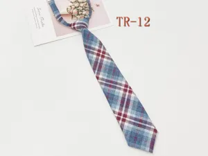Women JK plaid necktie school style pre-tied korean uniform necktie fashion accessory