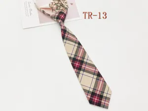 Pre-tied plaid JK necktie for women, cute Japanese school uniform lazy tie accessory.