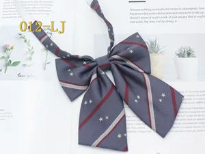 JK uniform bow tie grey striped star pattern academy style collar accessory for women
