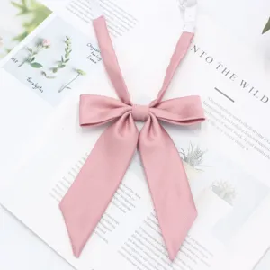 Nœud papillon oblique en sergé rose pour femme, accessoire col uniforme marin JK uni.
