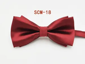 Classic Mens Wine Red Satin Bow Tie Formal Business Wedding Groom Bowtie Style