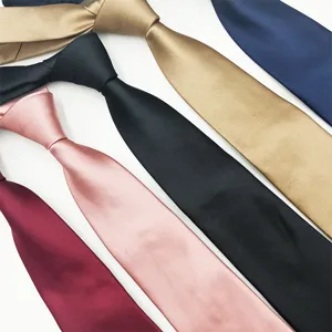 Men S Solid Color Business Casual Necktie High Density Yarn Dyed Polyester Silk Formal Tie Hand Tied Classic Suit Neckwear