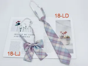 Japanese JK uniform plaid necktie and bow tie set, cute student style neck accessories.