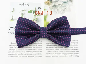 Men's polyester bow tie with pink polka dots classic groom formal neckwear accessory