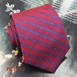 Men's jacquard woven polyester silk tie wedding groom red purple striped necktie 8cm