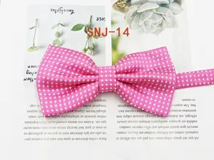 Men's pink polka dot bow tie polyester formal wear groom wedding party fashion necktie