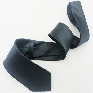 Solid black business necktie 8cm wide classic formal wear stylish polyester tie men accessory