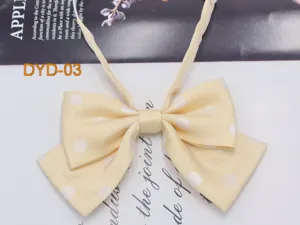 Light yellow polka dot double bow tie detail, perfect for JK uniforms and daily wear.