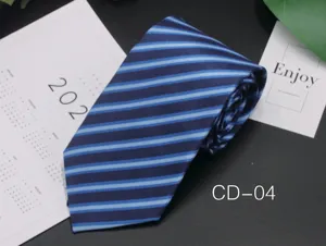 Classic blue striped men's business necktie, 8cm wide formal jacquard tie for office and formal wear.