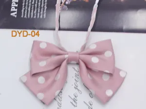 Pink polka dot bow tie detail, sweet double-layer JK uniform collar bowknot for women students.
