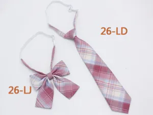 Japanese JK uniform plaid necktie and bow set, cute pre-tied collar accessories for women.