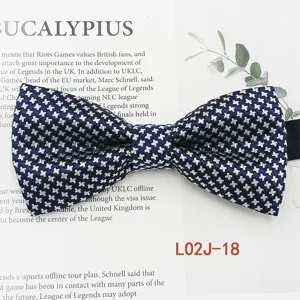 Men's Classic Houndstooth Jacquard Bow Tie Business Casual Polyester Neckwear