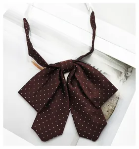 Brown polka dot JK uniform bow tie cute Japanese college style ribbon neck accessory