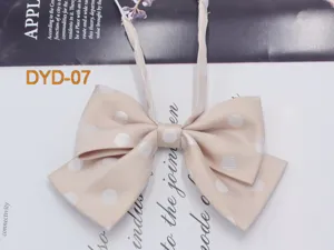 JK uniform double layer polka dot bow tie accessory, sweet beige collar bow for student.