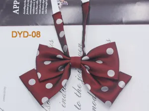 Burgundy polka dot bow tie double layer JK uniform collar flower cute student fashion accessory