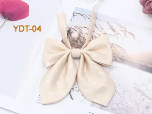 Korean style cute polka dot bow tie for women, sweet JK uniform collar bow accessory, beige.