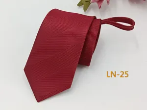 Burgundy patterned men's zipper tie professional business necktie with easy pull design.